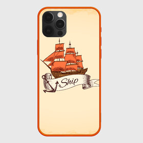 Чехол для iPhone 12 Pro с принтом Корабль Ship в Тюмени, силикон | область печати: задняя сторона чехла, без боковых панелей | ship | ships | whale | кит | киты | корабли | кораблики | море | морские | морское | якорь
