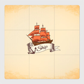 Магнитный плакат 3Х3 с принтом Корабль Ship в Тюмени, Полимерный материал с магнитным слоем | 9 деталей размером 9*9 см | ship | ships | whale | кит | киты | корабли | кораблики | море | морские | морское | якорь