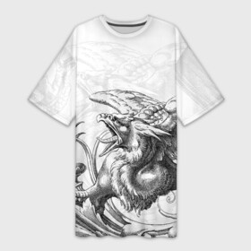 Платье-футболка 3D с принтом Грифон в Тюмени,  |  | monster | грифон | древний | животные | зверь | крылья | мифическое существо | монстр | птица | хищник