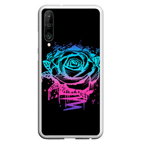 Чехол для Honor P30 с принтом Неоновая Роза Neon Rose в Тюмени, Силикон | Область печати: задняя сторона чехла, без боковых панелей | flower | flowers | green | nature | neon | pattern | red | rose | roses | spring | summer | весна | зеленый | краски | красная | лето | листва | листья | неон | неоновая | паттерн | природа | роза | розы | узор | фауна | флора | цветок | цветы