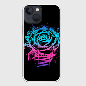 Чехол для iPhone 13 mini с принтом Неоновая Роза | Neon Rose в Тюмени,  |  | flower | flowers | green | nature | neon | pattern | red | rose | roses | spring | summer | весна | зеленый | краски | красная | лето | листва | листья | неон | неоновая | паттерн | природа | роза | розы | узор | фауна | флора | цветок | цветы