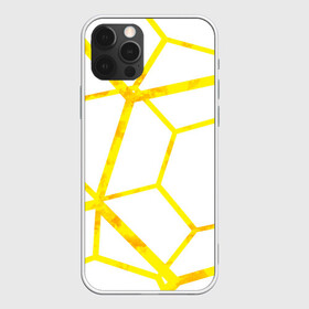 Чехол для iPhone 12 Pro с принтом Hexagon в Тюмени, силикон | область печати: задняя сторона чехла, без боковых панелей | hexagon | high tech | lines | sun | yellow | линии | многоугольник | насыщенный желтый | паутина | солнце | хай тек | шестиугольник | яркий