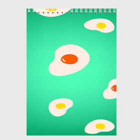 Скетчбук с принтом Яйца на Зеленом Фоне в Тюмени, 100% бумага
 | 48 листов, плотность листов — 100 г/м2, плотность картонной обложки — 250 г/м2. Листы скреплены сверху удобной пружинной спиралью | Тематика изображения на принте: food | в топе | в тренде | еда | завтрак | зеленый | яичница | яйца