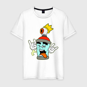 Мужская футболка хлопок с принтом Король Граффити в Тюмени, 100% хлопок | прямой крой, круглый вырез горловины, длина до линии бедер, слегка спущенное плечо. | graffity | king | slow | граффити | краски | творчество