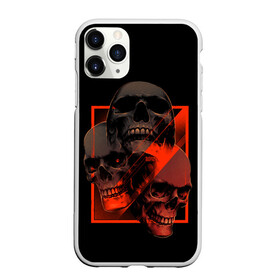 Чехол для iPhone 11 Pro матовый с принтом Skulls | Черепа в Тюмени, Силикон |  | bones | dark | darkness | dead | death | head | human | red | skull | skulls | голова | кости | красный | мертвец | мертвый | темнота | темный | тьма | человек | череп | черепа