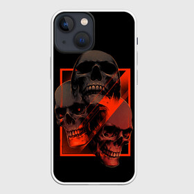 Чехол для iPhone 13 mini с принтом Skulls | Черепа в Тюмени,  |  | Тематика изображения на принте: bones | dark | darkness | dead | death | head | human | red | skull | skulls | голова | кости | красный | мертвец | мертвый | темнота | темный | тьма | человек | череп | черепа