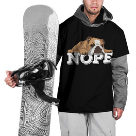Накидка на куртку 3D с принтом Ленивый Бульдог в Тюмени, 100% полиэстер |  | Тематика изображения на принте: animals | bulldog | dog | english | lazy | meme | memes | nope | английский | бульдог | дог | животные | ленивый | мем | нет | пес | собака