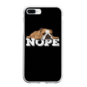 Чехол для iPhone 7Plus/8 Plus матовый с принтом Ленивый Бульдог в Тюмени, Силикон | Область печати: задняя сторона чехла, без боковых панелей | Тематика изображения на принте: animals | bulldog | dog | english | lazy | meme | memes | nope | английский | бульдог | дог | животные | ленивый | мем | нет | пес | собака