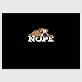 Поздравительная открытка с принтом Ленивый Бульдог в Тюмени, 100% бумага | плотность бумаги 280 г/м2, матовая, на обратной стороне линовка и место для марки
 | animals | bulldog | dog | english | lazy | meme | memes | nope | английский | бульдог | дог | животные | ленивый | мем | нет | пес | собака