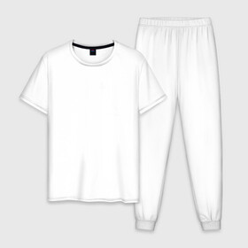 Мужская пижама хлопок с принтом Hello UFO white в Тюмени, 100% хлопок | брюки и футболка прямого кроя, без карманов, на брюках мягкая резинка на поясе и по низу штанин
 | Тематика изображения на принте: ufo | надпись | нло