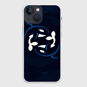 Чехол для iPhone 13 mini с принтом Косатки в Тюмени,  |  | Тематика изображения на принте: whale | кит | киты | косатка | косатки | море | пара