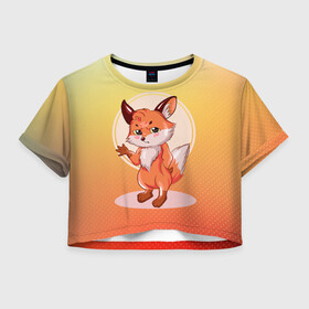 Женская футболка Crop-top 3D с принтом Лися в Тюмени, 100% полиэстер | круглая горловина, длина футболки до линии талии, рукава с отворотами | fox | арт | графика | животные | звери | лиса