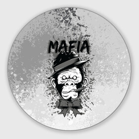 Коврик для мышки круглый с принтом Mafia в Тюмени, резина и полиэстер | круглая форма, изображение наносится на всю лицевую часть | art | арт | графика | животные | звери | мафиози | мафия | обезьяна