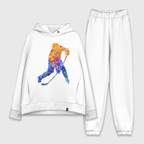 Женский костюм хлопок Oversize с принтом Хоккеист в Тюмени,  |  | art | hockey | hockey stick | player | skates | sport | арт | игрок | клюшка | коньки | спорт | хоккеист | хоккей