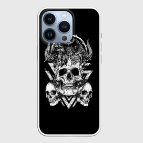 Чехол для iPhone 13 Pro с принтом Черепа и Вороны | Skulls Raven в Тюмени,  |  | Тематика изображения на принте: skulls | xo | вороны | градиент | животные | кости | мозги | паттерн | полосы | природа | птицы | скелет | текстура | узор | хо | чб | черепа | черный