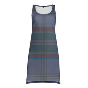 Платье-майка 3D с принтом Шотландская клетка, тартан в Тюмени, 100% полиэстер | полуприлегающий силуэт, широкие бретели, круглый вырез горловины, удлиненный подол сзади. | абстракт | геометрия | квадрат | килт | тартан | шотландская клетка