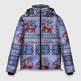 Мужская зимняя куртка 3D с принтом Индийский Орнамент в Тюмени, верх — 100% полиэстер; подкладка — 100% полиэстер; утеплитель — 100% полиэстер | длина ниже бедра, свободный силуэт Оверсайз. Есть воротник-стойка, отстегивающийся капюшон и ветрозащитная планка. 

Боковые карманы с листочкой на кнопках и внутренний карман на молнии. | indian | ornament | индия | орнамент | слоны