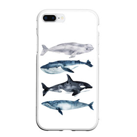 Чехол для iPhone 7Plus/8 Plus матовый с принтом киты в Тюмени, Силикон | Область печати: задняя сторона чехла, без боковых панелей | ocean | orca | sea | sea animal | whale | белуха | дельфин | касатка | кит | море | океан | рисунок кита | синий кит