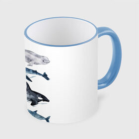 Кружка с принтом киты в Тюмени, керамика | ёмкость 330 мл | Тематика изображения на принте: ocean | orca | sea | sea animal | whale | белуха | дельфин | касатка | кит | море | океан | рисунок кита | синий кит