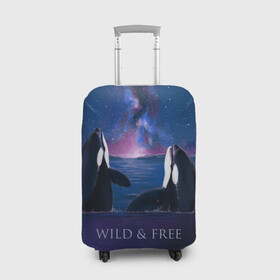 Чехол для чемодана 3D с принтом косатка в Тюмени, 86% полиэфир, 14% спандекс | двустороннее нанесение принта, прорези для ручек и колес | Тематика изображения на принте: ocean | orca | sea | sea animal | дельфин | касатка | кит | море | океан | рисунок кита
