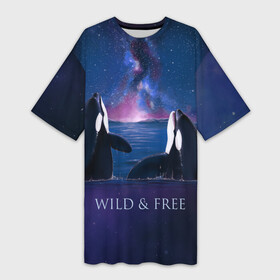 Платье-футболка 3D с принтом косатка в Тюмени,  |  | ocean | orca | sea | sea animal | дельфин | касатка | кит | море | океан | рисунок кита