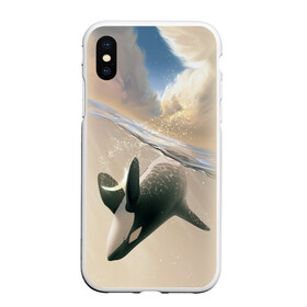 Чехол для iPhone XS Max матовый с принтом косатка в Тюмени, Силикон | Область печати: задняя сторона чехла, без боковых панелей | Тематика изображения на принте: ocean | orca | sea | sea animal | whale | дельфин | касатка | кит | море | океан | рисунок кита