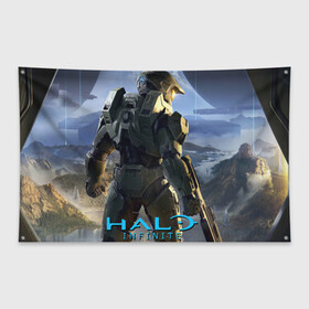 Флаг-баннер с принтом Halo Infinite в Тюмени, 100% полиэстер | размер 67 х 109 см, плотность ткани — 95 г/м2; по краям флага есть четыре люверса для крепления | game | games | halo | infinite | microsoft | xbox