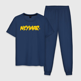 Мужская пижама хлопок с принтом Neymar Jr logo в Тюмени, 100% хлопок | брюки и футболка прямого кроя, без карманов, на брюках мягкая резинка на поясе и по низу штанин
 | Тематика изображения на принте: brazil | champions | fifa | junior | neymar | neymar jr | paris saint germain | psg | uefa | бразилия | джуниор | младший | наймар | неймар | пари сен жермен | петух | псж | сборная бразилии | уефа | фифа | футбик | футбол 