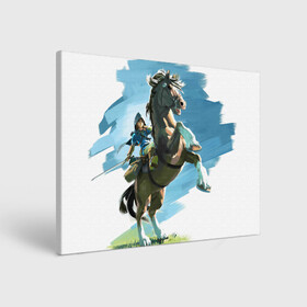 Холст прямоугольный с принтом Линк на коне в Тюмени, 100% ПВХ |  | Тематика изображения на принте: games | link | nintendo | switch | zelda | линк