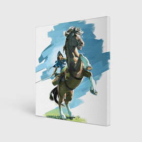 Холст квадратный с принтом Линк на коне в Тюмени, 100% ПВХ |  | Тематика изображения на принте: games | link | nintendo | switch | zelda | линк