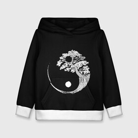 Детская толстовка 3D с принтом Yin and Yang. Bonsai Tree в Тюмени, 100% полиэстер | двухслойный капюшон со шнурком для регулировки, мягкие манжеты на рукавах и по низу толстовки, спереди карман-кенгуру с мягким внутренним слоем | black | bonsai | buddhism | dualism | esotericism | evil | good | japan | negative | philosophy | positive | tree | white | yang | yin | zen | белое | бонсай | буддизм | дерево | дзен | добро | древо | дуализм | зло | инь | негатив | позитив | философия |