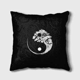 Подушка 3D с принтом Yin and Yang. Bonsai Tree в Тюмени, наволочка – 100% полиэстер, наполнитель – холлофайбер (легкий наполнитель, не вызывает аллергию). | состоит из подушки и наволочки. Наволочка на молнии, легко снимается для стирки | Тематика изображения на принте: black | bonsai | buddhism | dualism | esotericism | evil | good | japan | negative | philosophy | positive | tree | white | yang | yin | zen | белое | бонсай | буддизм | дерево | дзен | добро | древо | дуализм | зло | инь | негатив | позитив | философия |