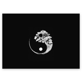 Поздравительная открытка с принтом Yin and Yang Bonsai Tree в Тюмени, 100% бумага | плотность бумаги 280 г/м2, матовая, на обратной стороне линовка и место для марки
 | black | bonsai | buddhism | dualism | esotericism | evil | good | japan | negative | philosophy | positive | tree | white | yang | yin | zen | белое | бонсай | буддизм | дерево | дзен | добро | древо | дуализм | зло | инь | негатив | позитив | философия |