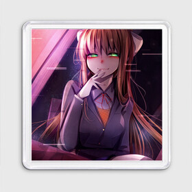 Магнит 55*55 с принтом Monika Doki Doki в Тюмени, Пластик | Размер: 65*65 мм; Размер печати: 55*55 мм | club | doki doki | literature | monika | novel | доки доки | клуб | литературный | моника | роман