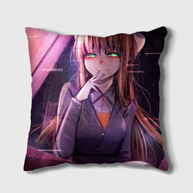 Подушка 3D с принтом Monika Doki Doki в Тюмени, наволочка – 100% полиэстер, наполнитель – холлофайбер (легкий наполнитель, не вызывает аллергию). | состоит из подушки и наволочки. Наволочка на молнии, легко снимается для стирки | Тематика изображения на принте: club | doki doki | literature | monika | novel | доки доки | клуб | литературный | моника | роман