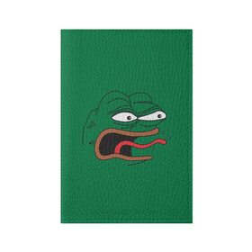 Обложка для паспорта матовая кожа с принтом Pepe skin в Тюмени, натуральная матовая кожа | размер 19,3 х 13,7 см; прозрачные пластиковые крепления | kekw | mem | pepe | smile | smiles | twitch | мемы | пепе | рофлан | смайл | смайлы | твитч