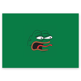 Поздравительная открытка с принтом Pepe skin в Тюмени, 100% бумага | плотность бумаги 280 г/м2, матовая, на обратной стороне линовка и место для марки
 | kekw | mem | pepe | smile | smiles | twitch | мемы | пепе | рофлан | смайл | смайлы | твитч