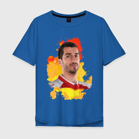 Мужская футболка хлопок Oversize с принтом футболист Генрих Мхитарян в Тюмени, 100% хлопок | свободный крой, круглый ворот, “спинка” длиннее передней части | генрих | мхитарян | рома | футболисты