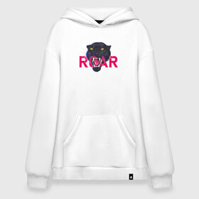 Худи SuperOversize хлопок с принтом Пантера ROAR в Тюмени, 70% хлопок, 30% полиэстер, мягкий начес внутри | карман-кенгуру, эластичная резинка на манжетах и по нижней кромке, двухслойный капюшон
 | roar | багира | голова пантеры | животное | кошка | пантера