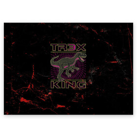Поздравительная открытка с принтом T-rex KING в Тюмени, 100% бумага | плотность бумаги 280 г/м2, матовая, на обратной стороне линовка и место для марки
 | dino | rex | roar | t rex | дино | динозавр | динозавры