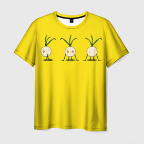 Мужская футболка 3D с принтом Лук репчатый в Тюмени, 100% полиэфир | прямой крой, круглый вырез горловины, длина до линии бедер | Тематика изображения на принте: инженер | органика | правильное питание | растения | три фасада
