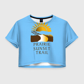 Женская футболка Crop-top 3D с принтом закат в Тюмени, 100% полиэстер | круглая горловина, длина футболки до линии талии, рукава с отворотами | безмятежность | восхождение | красота | свет | слава | яркость