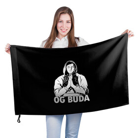 Флаг 3D с принтом OG Buda в Тюмени, 100% полиэстер | плотность ткани — 95 г/м2, размер — 67 х 109 см. Принт наносится с одной стороны | og buda | rap | буда | григорий ляхов | музыка | ог буда | певец | русский рэп | рэп | рэпер