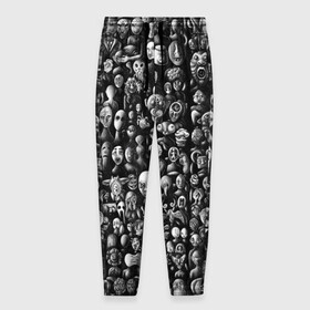 Мужские брюки 3D с принтом Мрачные портреты в Тюмени, 100% полиэстер | манжеты по низу, эластичный пояс регулируется шнурком, по бокам два кармана без застежек, внутренняя часть кармана из мелкой сетки | halloween | лица | мрачное | портреты | страшное | сюрреализм | ужасы
