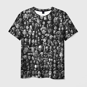 Мужская футболка 3D с принтом Мрачные портреты в Тюмени, 100% полиэфир | прямой крой, круглый вырез горловины, длина до линии бедер | Тематика изображения на принте: halloween | лица | мрачное | портреты | страшное | сюрреализм | ужасы