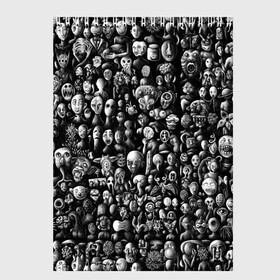 Скетчбук с принтом Мрачные портреты в Тюмени, 100% бумага
 | 48 листов, плотность листов — 100 г/м2, плотность картонной обложки — 250 г/м2. Листы скреплены сверху удобной пружинной спиралью | halloween | лица | мрачное | портреты | страшное | сюрреализм | ужасы