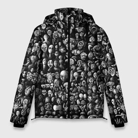 Мужская зимняя куртка 3D с принтом Мрачные портреты в Тюмени, верх — 100% полиэстер; подкладка — 100% полиэстер; утеплитель — 100% полиэстер | длина ниже бедра, свободный силуэт Оверсайз. Есть воротник-стойка, отстегивающийся капюшон и ветрозащитная планка. 

Боковые карманы с листочкой на кнопках и внутренний карман на молнии. | halloween | лица | мрачное | портреты | страшное | сюрреализм | ужасы