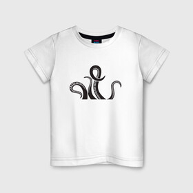 Детская футболка хлопок с принтом Щупальца осьминога в Тюмени, 100% хлопок | круглый вырез горловины, полуприлегающий силуэт, длина до линии бедер | cute | octopus | милый | осьминог | осьминожка | тентакли | щупальца