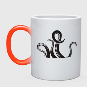 Кружка хамелеон с принтом Щупальца осьминога в Тюмени, керамика | меняет цвет при нагревании, емкость 330 мл | cute | octopus | милый | осьминог | осьминожка | тентакли | щупальца