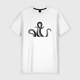 Мужская футболка хлопок Slim с принтом Щупальца осьминога в Тюмени, 92% хлопок, 8% лайкра | приталенный силуэт, круглый вырез ворота, длина до линии бедра, короткий рукав | Тематика изображения на принте: cute | octopus | милый | осьминог | осьминожка | тентакли | щупальца